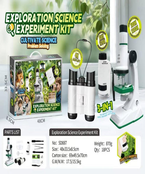 3-in-1 Exploration Science Experiment Kit – Junior Microscope Set