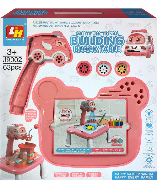 63pcs Building Block Kids Led Painting Projection Drawing Board Table Toy