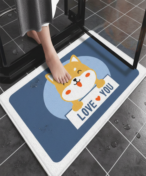 Modern Cartoon Modern Household Bathroom Floor Mat Water-Absorbing Kitchen Entrance Faux Wool Floor Mat