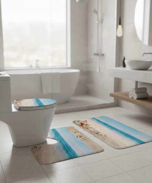 Toilet Seat Cover 3Pcs Set Bath Mat Shower Room Floor Rug Home Bathroom Anti-Slip Absorbent Doormat Bathtub Decor Carpet