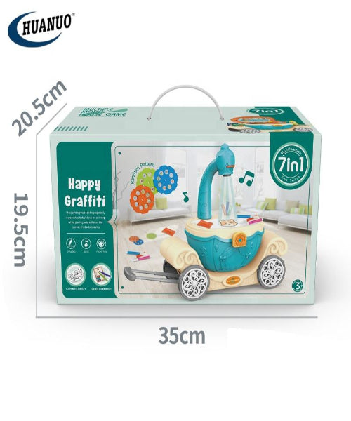7IN1 Educational Pretend Play Drawing Projector Table Toy Kids Kitchen Set