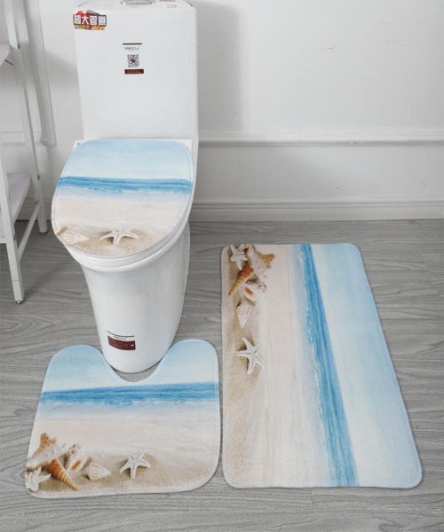 Toilet Seat Cover 3Pcs Set Bath Mat Shower Room Floor Rug Home Bathroom Anti-Slip Absorbent Doormat Bathtub Decor Carpet
