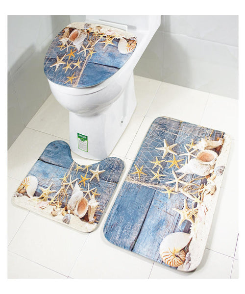 3 Piece Bathroom Mats Set Non-Slip Bathroom Rugs + Contour Mat + Toilet Cover for Decorations