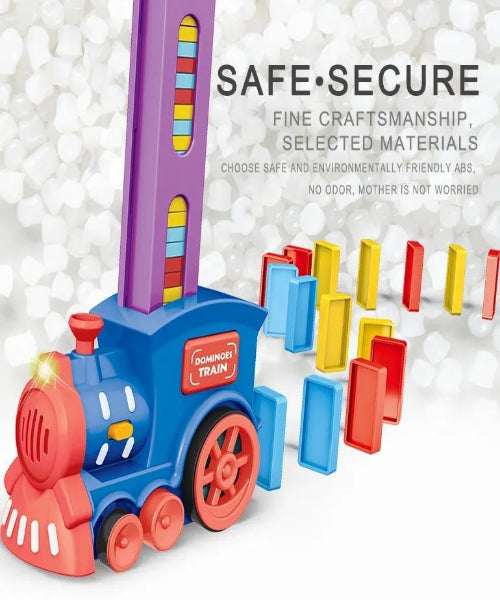 Domino Train Electric Dominoes Automatic Train Sound and Light Kids Toy Cars Gifts