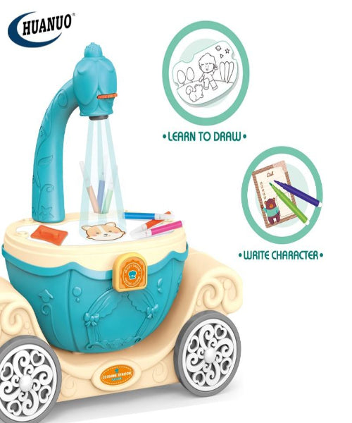 7IN1 Educational Pretend Play Drawing Projector Table Toy Kids Kitchen Set