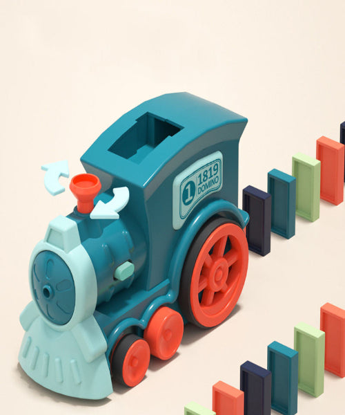 Domino Train Electric Dominoes Automatic Train Sound and Light Kids Toy Cars Gifts