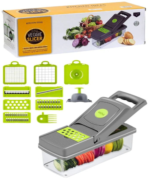 16-in-1 Multifunctional Vegetable Chopper, Mandoline Slicer & Dicer with 8 Steel Blades