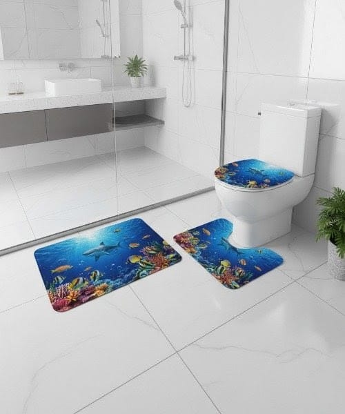 Ocean World 3D Bathroom Mat Set – Underwater Serenity