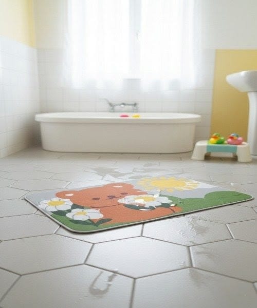 Sunny Bear Diatomite Bath Mat – Instant Dry, Cheerful Design
