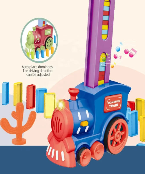Domino Train Electric Dominoes Automatic Train Sound and Light Kids Toy Cars Gifts